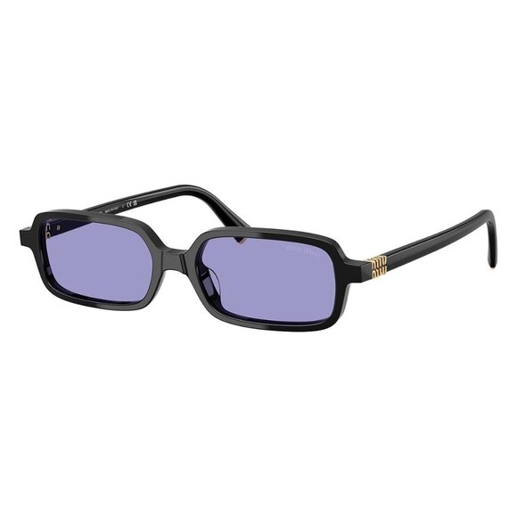 New MIU MIU Black Rectangle SMU11Z 16K-01O Sunglasses Women - Picture 1 of 7